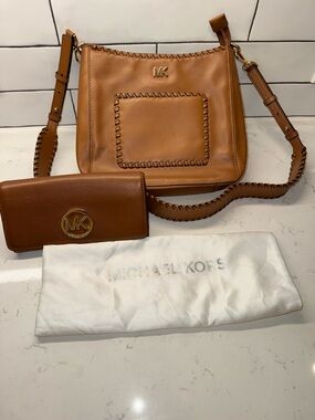 Michael Kors Cognac Leather Crossbody with Matching Wallet